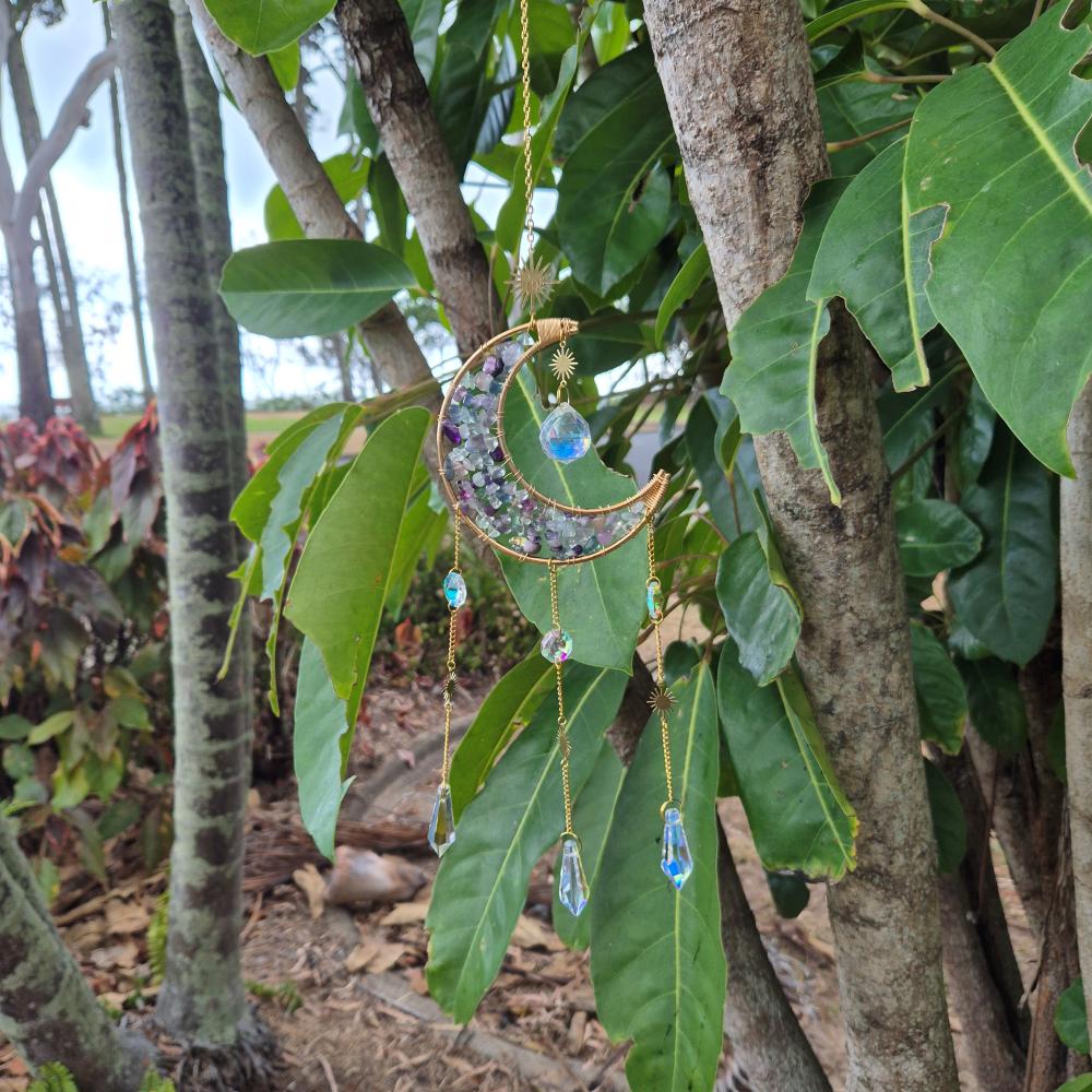 Fluorite Sun & Moon Catcher