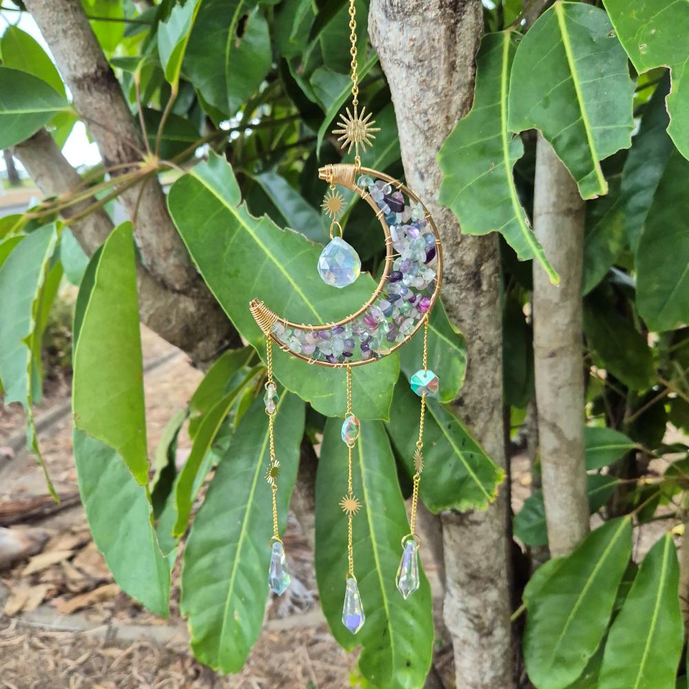 Fluorite Sun & Moon Catcher