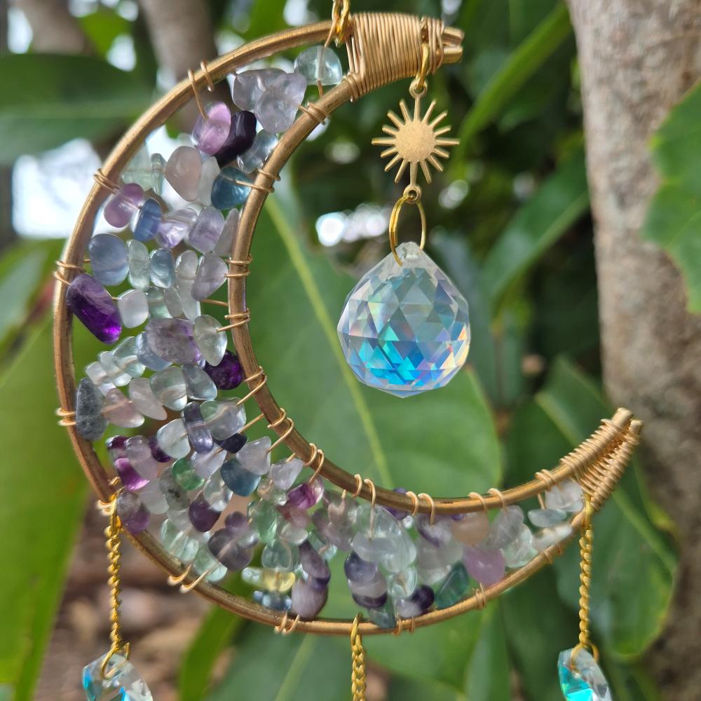 Fluorite Sun & Moon Catcher