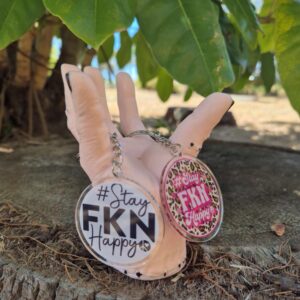 Stay FKN Happy Key rings pink leopard and Black n White