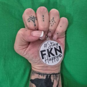 keyring black and white #stayfknhappy